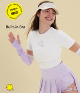 Halara X Smiley® Halara UltraSculpt™ Round Neck Short Sleeve Ruched Skinny Cropped Casual T-Shirt