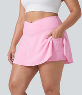 Everyday SoftlyZero™ Airy Crossover Pocket 2-in-1 InstantCool Tennis Plus Size Skirt-Lucid-UPF50+