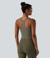 U Neck Built-in Bra Racerback Cropped Yoga Tank Top