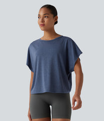 Round Neck Batwing Short Sleeve Casual T-Shirt