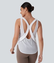 Contrast Mesh Curved Hem InstantCool Quick Dry Running Tank Top