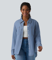 Long Sleeve Denim Casual Shirt with Pockets