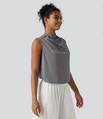 Mock Neck Keyhole Back Sleeveless InstantCool Work Top-UPF50+