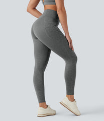 Halara UltraSculpt™ Heathered High Waisted Crossover Quick Dry Yoga Leggings with Pockets
