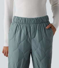 Mid Rise Camping Quilted Joggers with Pockets
