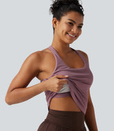 U Neck Built-in Bra Cool Touch Quick Dry Yoga Tank Top-UPF50+