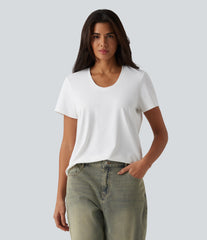 U Neck Short Sleeve Casual T-Shirt