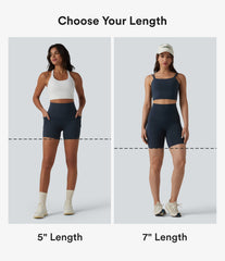 Halara Ultrasculpt™ High Waisted Tummy Control Crossover Back Running Biker Shorts 5'' with Pockets