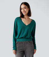 V Neck Long Sleeve Casual Sweatshirt