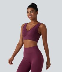 SoftlyZero™ Airy Low Support V Neck Contrast Mesh Built-in Bra InstantCool Yoga Sports Bra