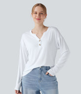 Henley Neck Long Sleeve Casual T-Shirt