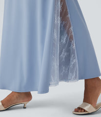 SoftlyZero™ Airy High Waisted Contrast Lace Flowy InstantCool Maxi Skirt