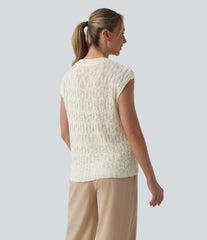 V-neck Cap Sleeve Resort Sweater