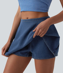 Halara Flex™ Mid Rise A-ine Denim Casual Skort