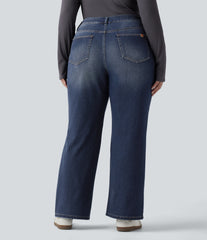 Halara Flex™ Low Rise Washed Casual Bootcut Plus Size Jeans with Pockets
