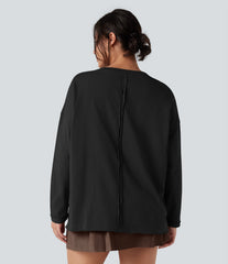 Round Neck Long Sleeve Oversized Casual Cotton T-Shirt
