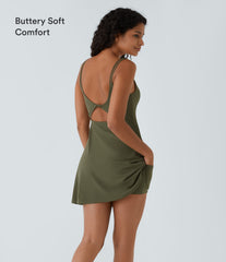 SoftlyZero™ Plush Double Straps 2-Piece Pocket Slip Dance Active Dress A-D Cups