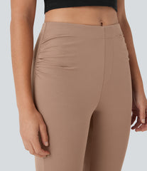 Mid Rise Capri Flare Work Pants
