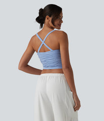 OneForm Seamless Flow Crisscross Back Ruched Cropped Built-in Bra Yoga Tank Top