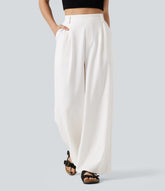 High Waisted Wide Leg Work Pants with Pockets