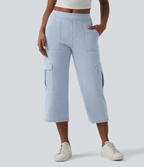 Halara Flex™ Mid Rise Straight Leg Cropped Casual Cargo Jeans with Pockets