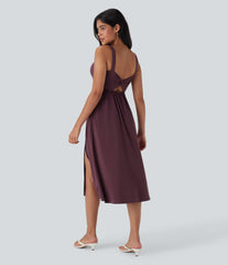 SoftlyZero™ Airy Padded InstantCool Midi Casual Dress with Pockets DD-F Cups