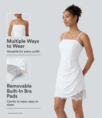 Softlyzero™ Airy Built-in Bra Contrast Lace InstantCool Mini Slip Dress-UPF50+