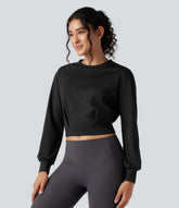 Round Neck Long Sleeve Cropped Yoga Top