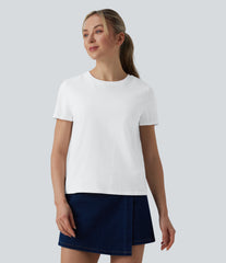 Round Neck Short Sleeve Casual Cotton T-Shirt