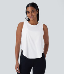 Round Neck Sleeveless Curved Hem Yoga Sports Top