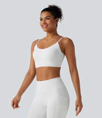 Ribbed Knit Low Support Built-in Bra Yoga Sports Bra