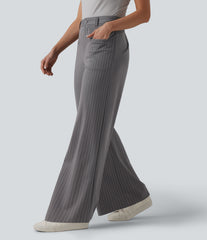 Halara Flex™ Mid Rise Wide Leg InstantCool Stripe Work Pants with Pockets
