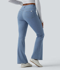 Halara Flex™ Mid Rise Stripe Flare Casual Jeans with Pockets