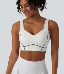 OneForm Seamless Flow Low Support Backless Color Block Built-in Bra Tennis Sports Bra