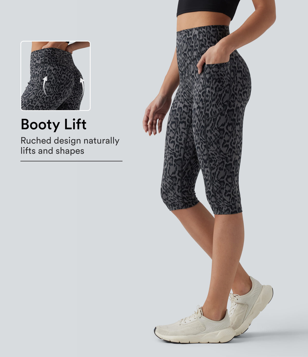 Halara UltraSculpt™ Leopard Print High Waisted Scrunch Butt Lifting Tummy Control Pedal Pusher Training Leggings with Pockets