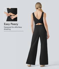 Crossover Casual Jumpsuit with Pockets-Easy Peezy Edition
