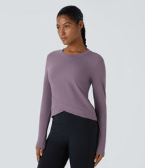 SoftlyZero™ Plush Round Neck Crossover Hem Yoga Sports Top