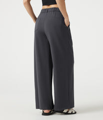 Mid Rise Baggy Casual Linen-Feel Pants with Pockets