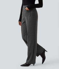 Halara Flex™ High Waisted Straight Leg Houndstooth Work Pants with Pockets