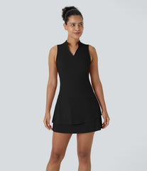 SoftlyZero™ Airy Tiered Ruffle 2-Piece Pocket InstantCool Mini Golf Active Dress-UPF50+