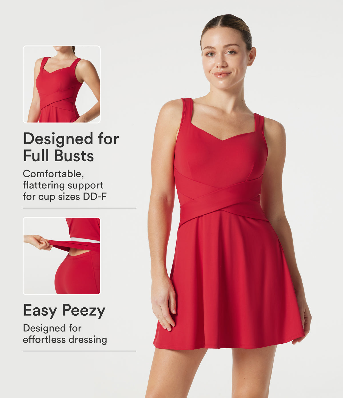 SoftlyZero™ Airy Built-in Bra 2-in-1 InstantCool Mini Tennis Active Dress with Pockets DD-F Cups-Easy Peezy Edition-UPF50+