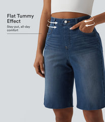 Halara Flex™ High Waisted Tummy Control Denim Casual Bermuda Shorts with Pockets