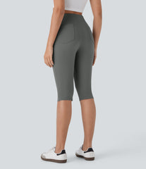 High Waisted Pocket Pedal Pusher Casual Pants
