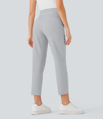 High Waisted Inside Drawstring Quick Dry Golf Tapered Pants-Golf Tee Pocket-UPF40+