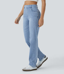 Halara Flex™ High Waisted Pockets Straight Leg InstantCool Washed Casual Jeans