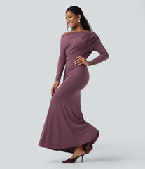 Off Shoulder Long Sleeve Maxi Mermaid Dress