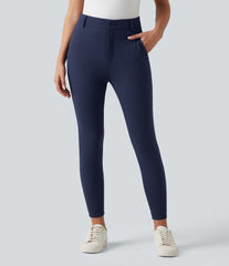 High Waisted Herringbone Golf Skinny Pants with Pockets
