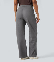 Halara Flex™ High Waisted Drawstring Wide Leg InstantCool Stretchy Knit Casual Sweatpants Jeans with Pockets