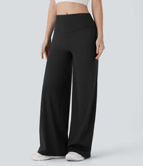 Mid Rise Straight Leg Yoga Pants with Side Zip Pocket
