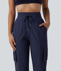 High Waisted Drawstring Quick Dry InstantCool Casual Cargo Joggers with Pockets-UPF40+